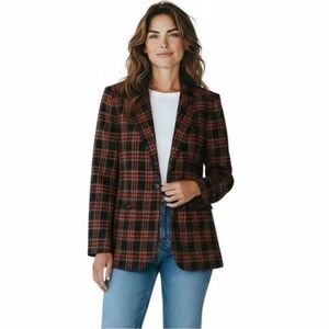 VTG NWOT Sag Harbor Plaid Blazer Red and Black Sz 12
